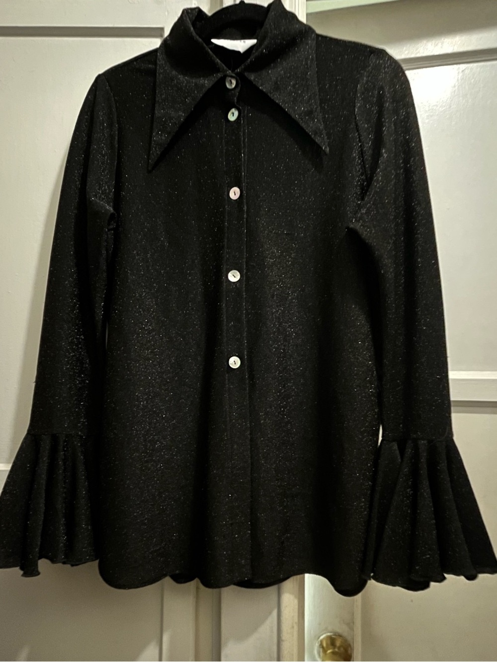 Anthropologie Sleeper Cosmos lurex lounge bell sleeve top size small - Picture 7 of 11